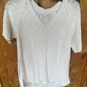 JJill White Short Sleeve Pullover Sweater - Size SMALL
